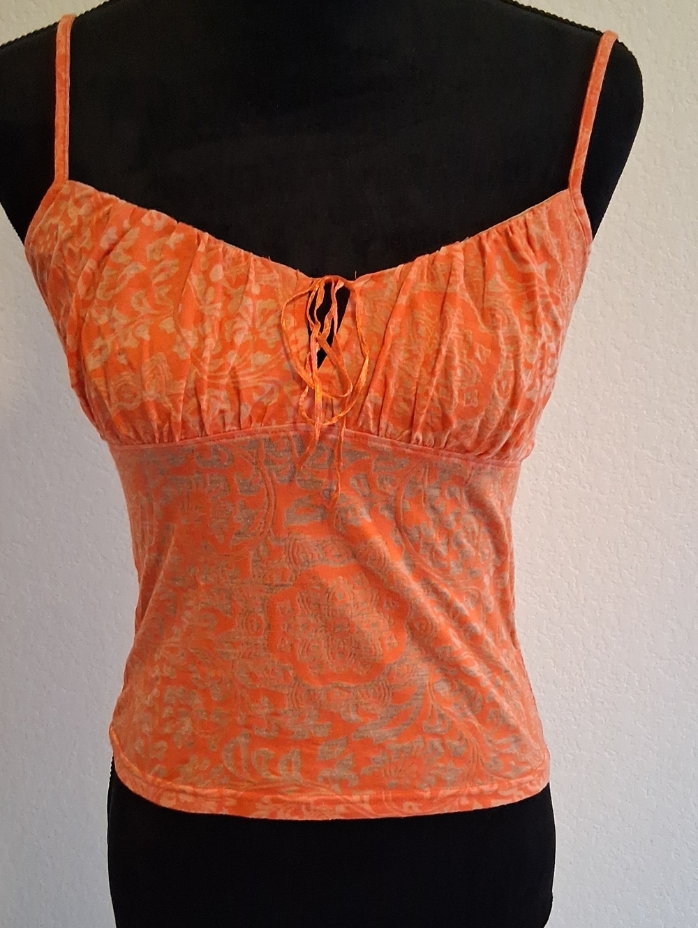 Express Orange Patterned Spaghetti-Strap Camisole